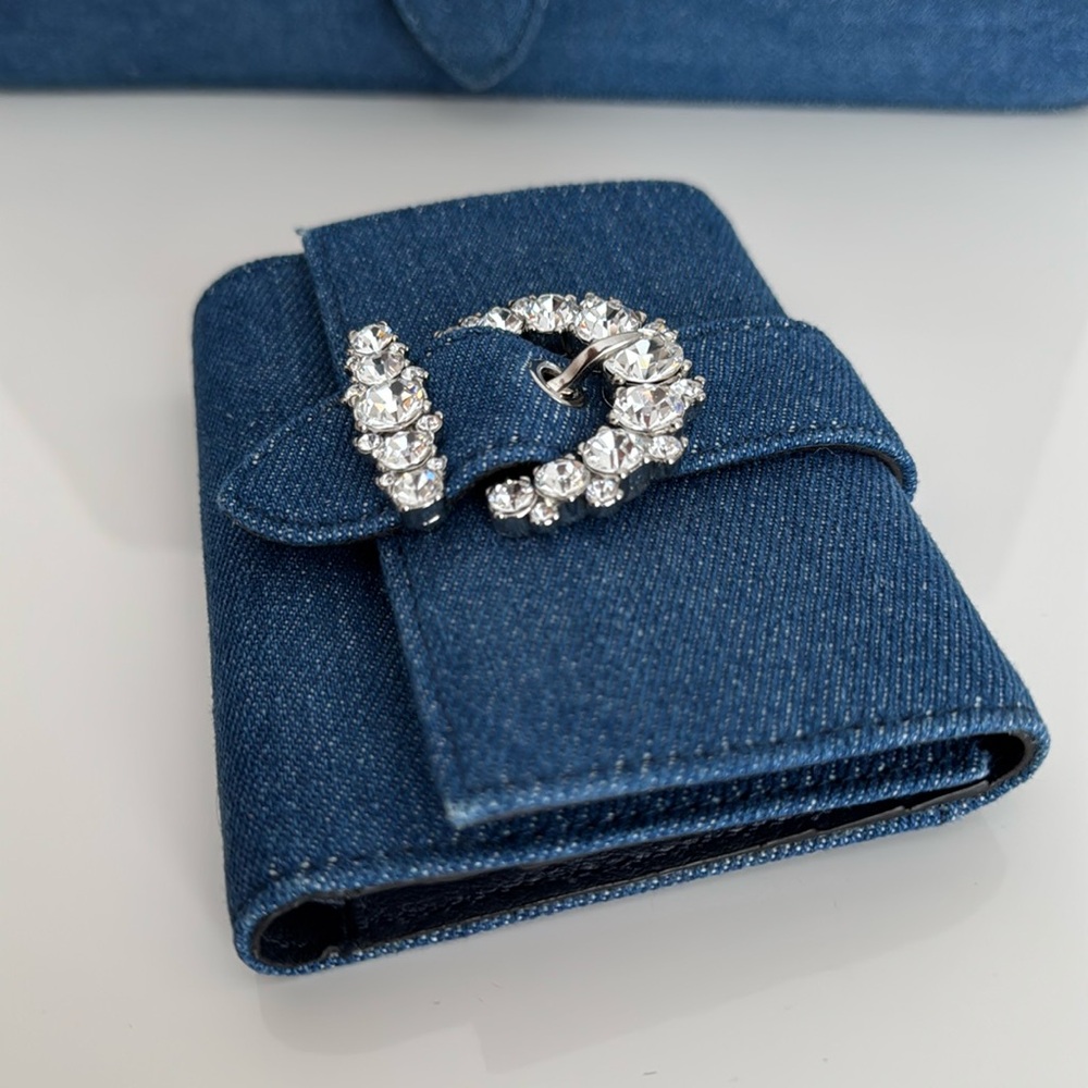 Jimmy Choo Denim Shoulder Bag with Adjustable Strap & Matching Compact Wallet - Picture 4 of 17